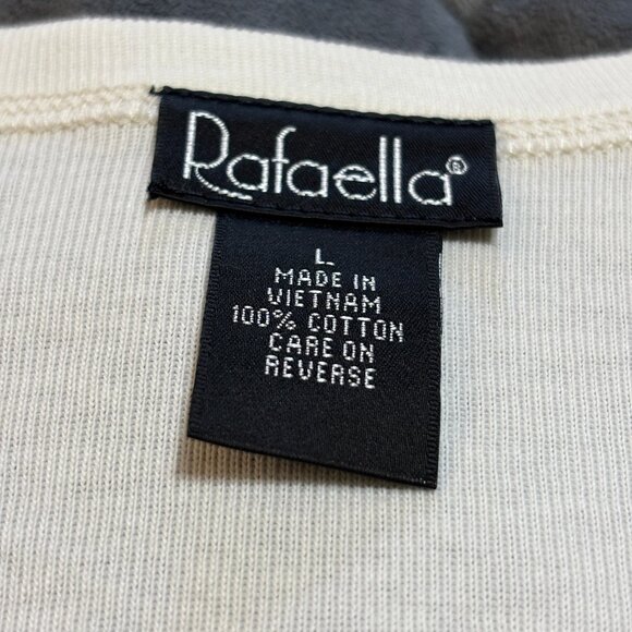 Vintage Rafaella Ivory Cotton T-Shirt Long Sleeves Scoop Neck NOSWT - Picture 11 of 13